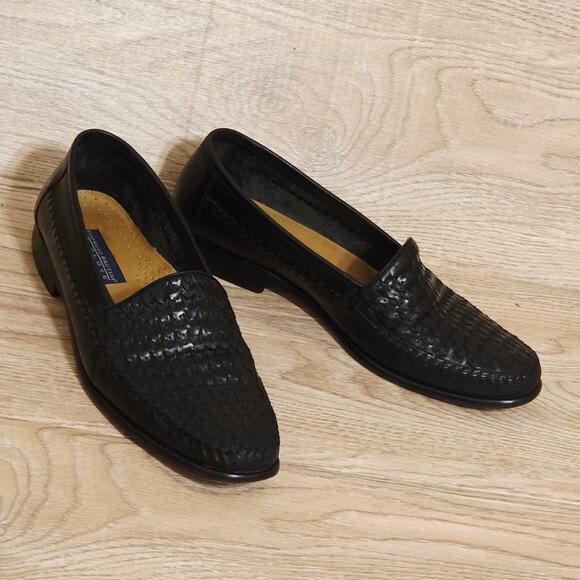 🔴SOLD🔴Giorgio Brutini Le Glove Black Woven Leather Dress Shoes Loafer - Picture 3 of 9